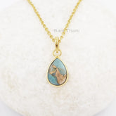 Handmade Pear Copper Amazonite 10x14mm Gemstone Necklace, 925 Silver Necklace, Delicate Necklace, Dainty Necklace, Mothers Day Gift Necklace